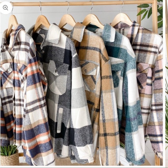 #94 CLOSEOUT SALE 🌸New Plaid Oversized Flannel shirt Jacket Shacket - Picture 2 of 6